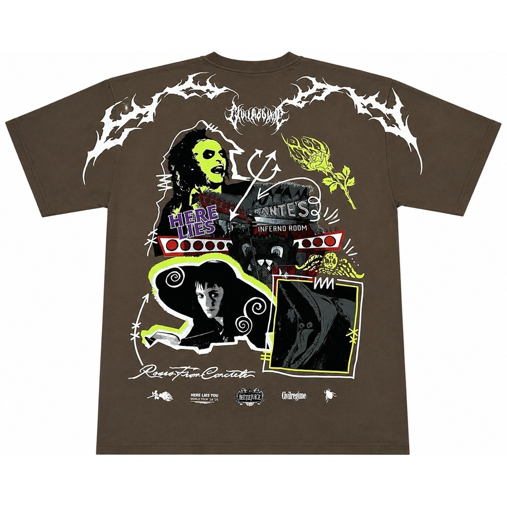 Civil Regime X Beetle Juice Its Showtime Tee T-Shirt Brown Medium NWT Sold Out